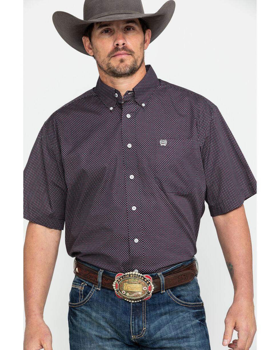 GRMO Men Cowboy Button Plus Size Pleated Long Sleeve Western Shirt 